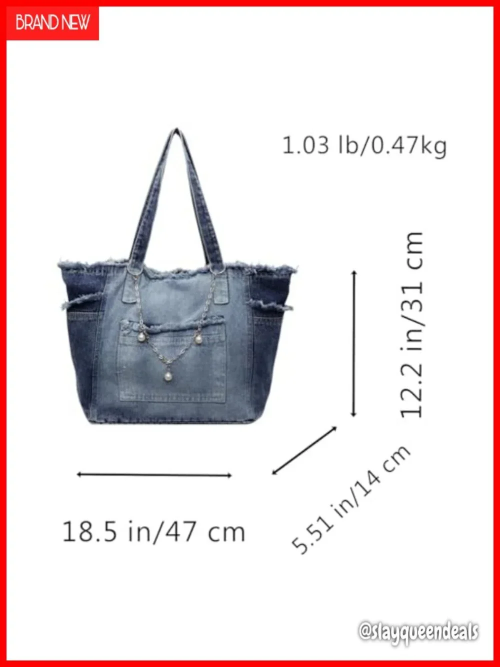 Denim Hobo Jean Handbag Large Tote Shoulder Bag